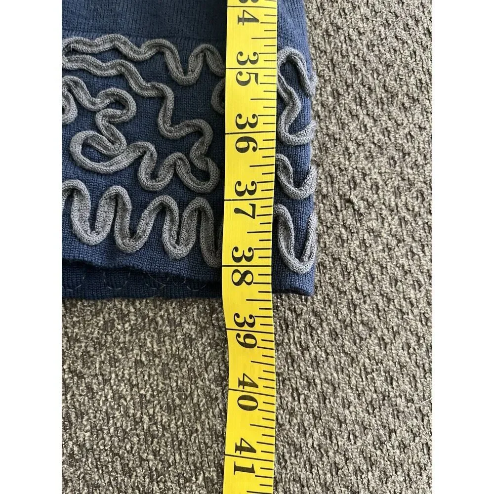 Boden Venice Sweater Dress Navy Wool Blend Embroidered‎ Ribbon Size U.S.  8R - Picture 5 of 8